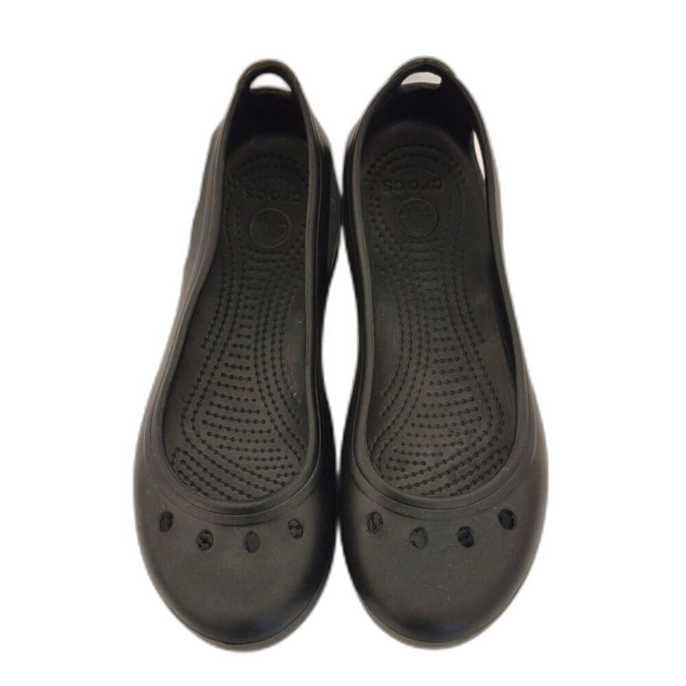 Crocs Ballet Flats Black Slip On Comfort Casual Shoes 8 Lightweight Slip On